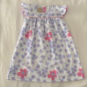 Beaufort Bonnet Company Girls White Floral Dress with Pink & Light Blue Flowers